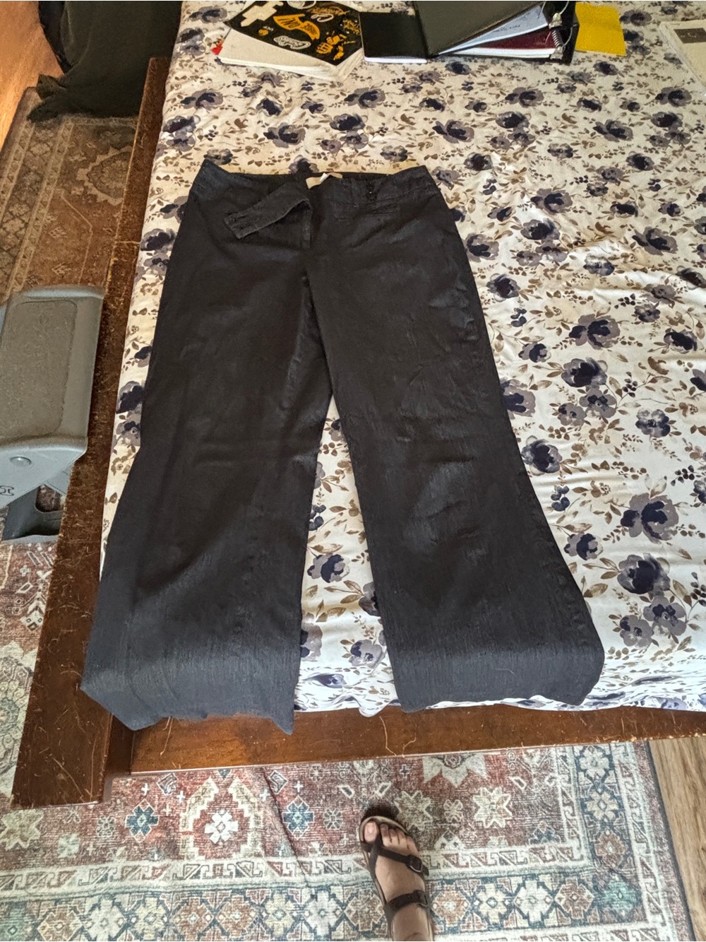 LOFT Dark Navy Wide-Leg Drapey Pants